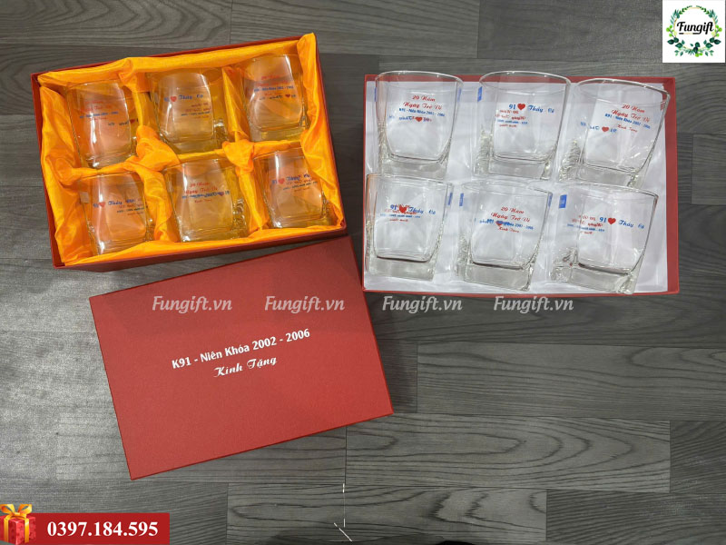 In bộ cốc thủy tinh theo yêu cầu