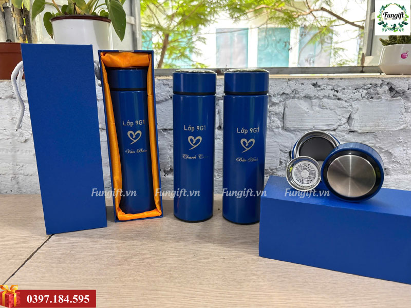 Quà tặng bình giữ nhiệt inox 304 khắc chữ