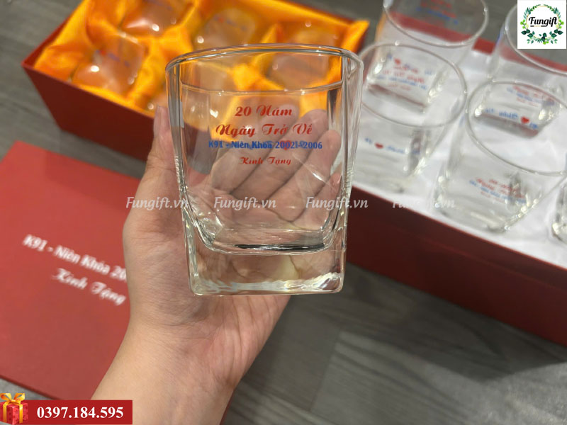 Set 6 cốc thủy tinh kèm hộp in logo