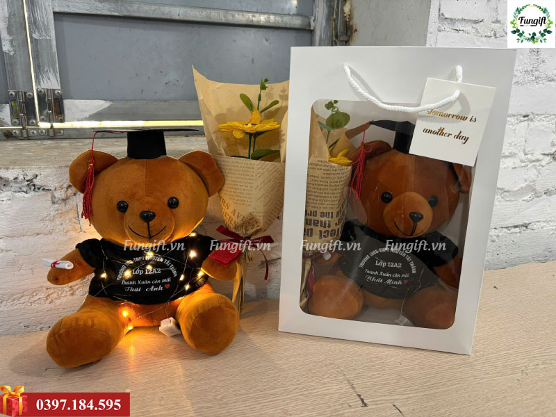 Set quà tặng cử nhân gấu in tên