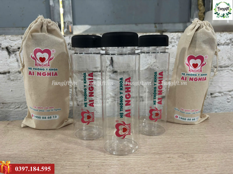 Bình nước my bottle kèm túi vải in logo làm quà tặng