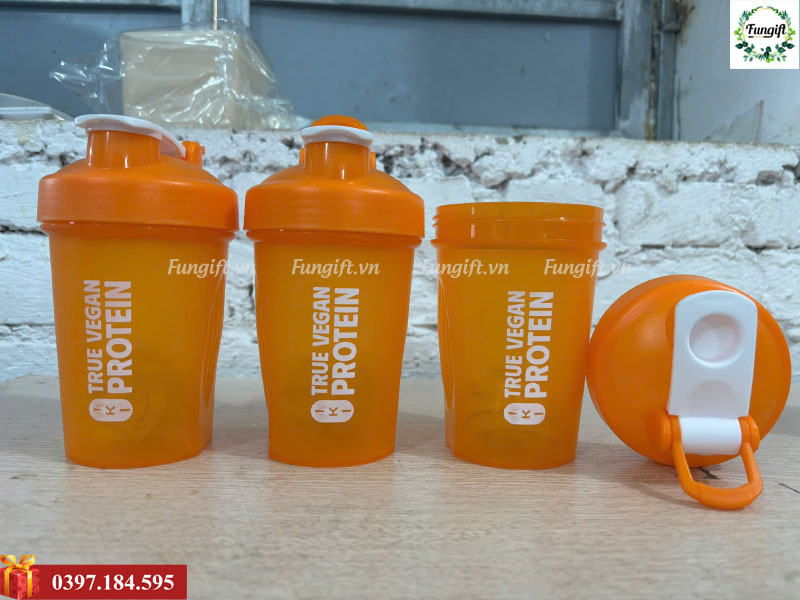 Bình nước shaker thể thao tập gym 400ml quà tặng
