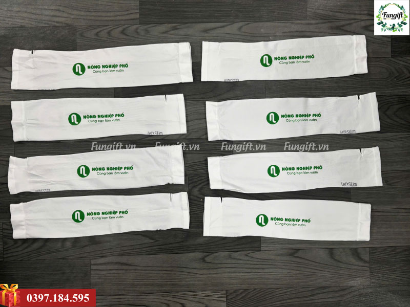 Găng cánh tay chống nắng xỏ ngón in logo