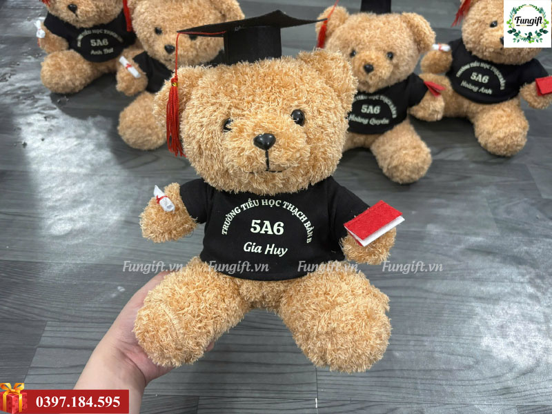 Gấu bông tốt nghiệp 30cm in tên, logo trường