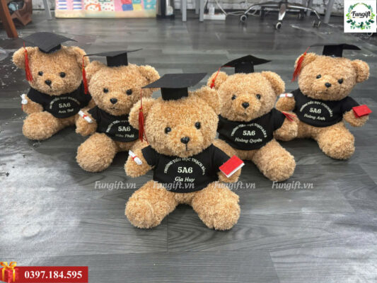 Gấu bông tốt nghiệp in logo