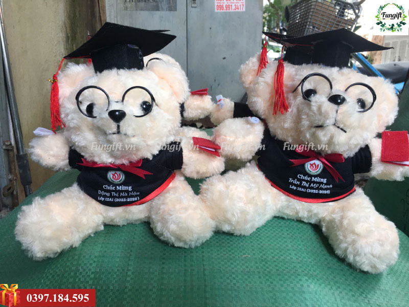 Gấu tốt nghiệp in tên, logo theo yêu cầu