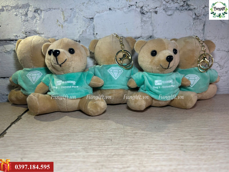 Móc khoá gấu bông teddy quà tặng in logo