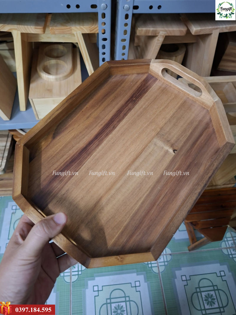 Dịch vụ in khắc gia công khay gỗ keo