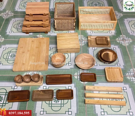 Đồ dùng bằng gỗ khắc gia công tại xưởng
