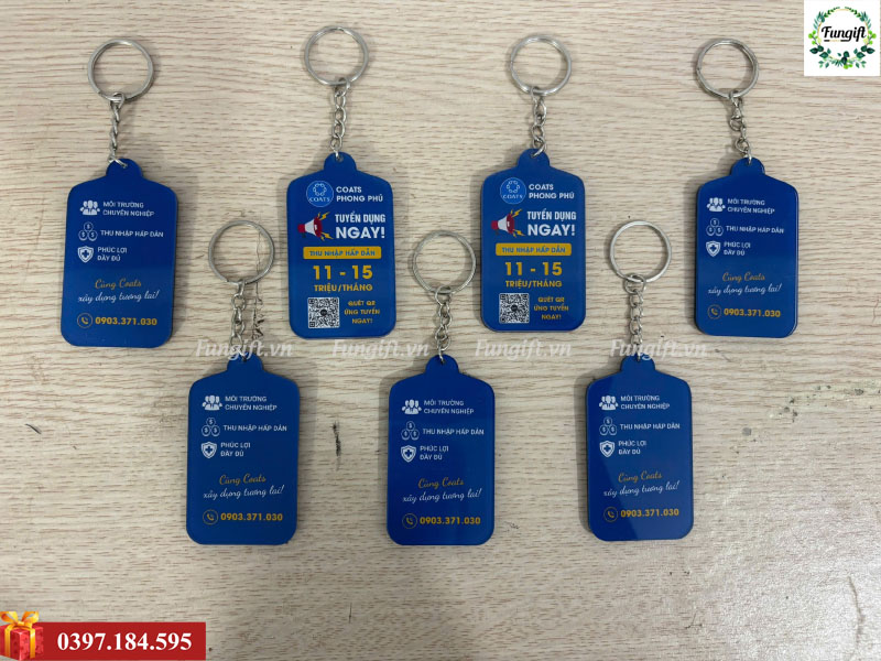 Mẫu móc khóa mica in logo công ty