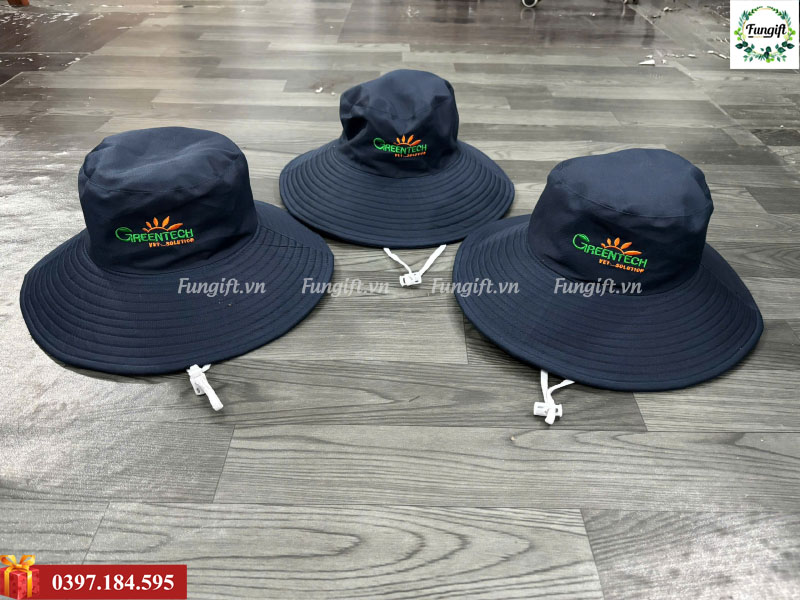 Nón tai bèo vành rộng thêu logo