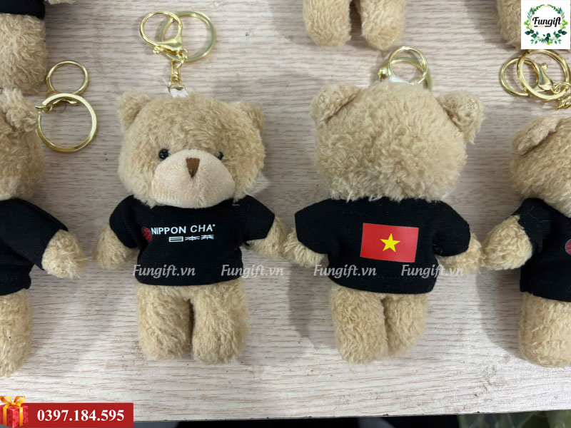 Phụ kiện trang trí gấu móc khóa in logo