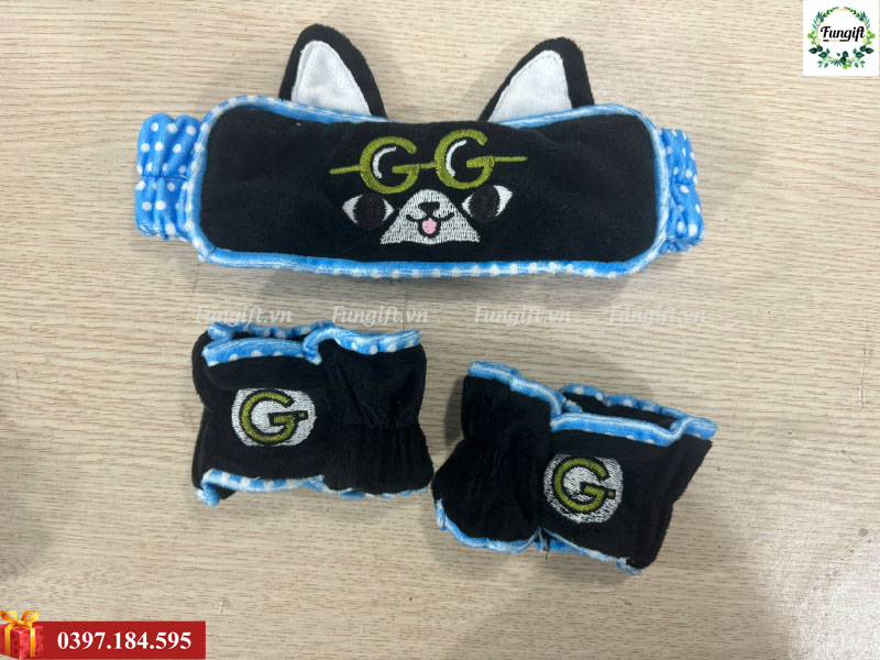 Set băng đô đầu và tay thêu logo