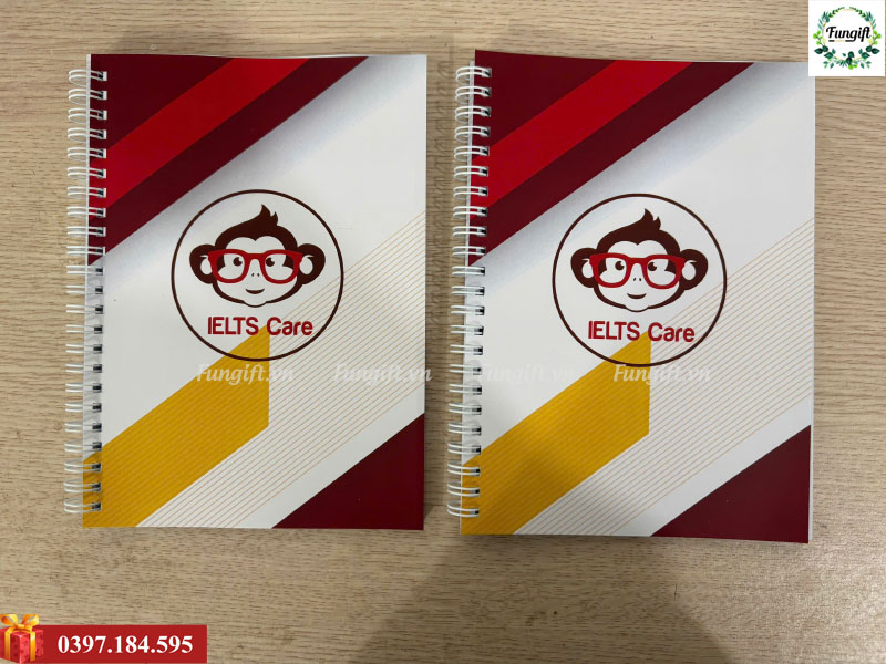 Sổ lò xo in logo trung tâm tiếng anh