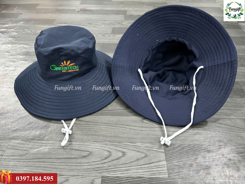 Thêu logo lên mũ tai bèo giá rẻ