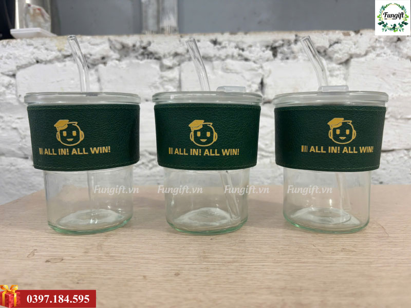 Xưởng in gia công cốc thủy tinh bọc da