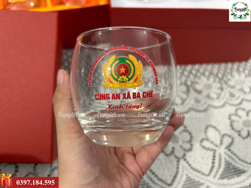 Bộ cốc thuỷ tinh 6 chiếc in logo làm quà tặng khách hàng