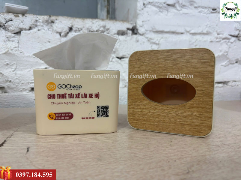 Hộp đựng giấy ăn in logo theo yêu cầu