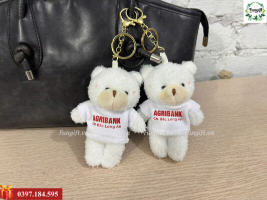 Móc khoá gấu bông in logo
