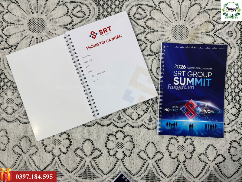 Sổ note lò xo giấy in logo làm quà tặng