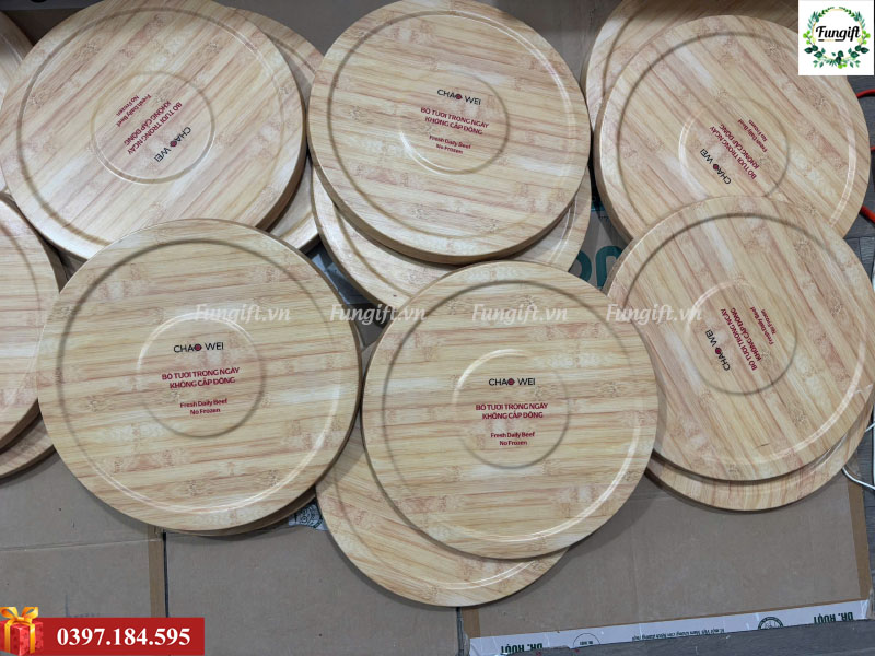 Xưởng in logo lên khay đĩa gỗ theo yêu cầu Hà Nội