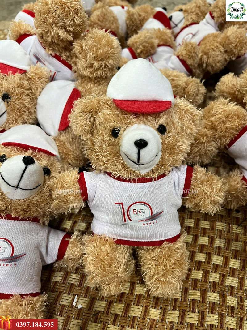 Gấu móc khóa 15cm in logo