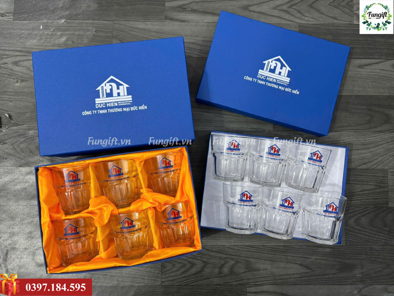 Giftset cốc thủy tinh in theo yêu cầu