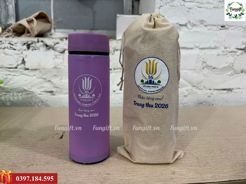 In logo bình đựng nước kèm túi