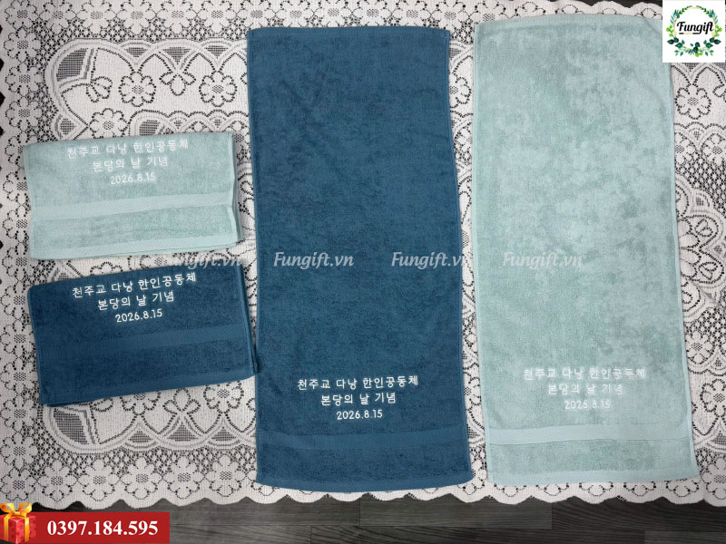 Khăn mặt cotton thêu logo theo yêu cầu