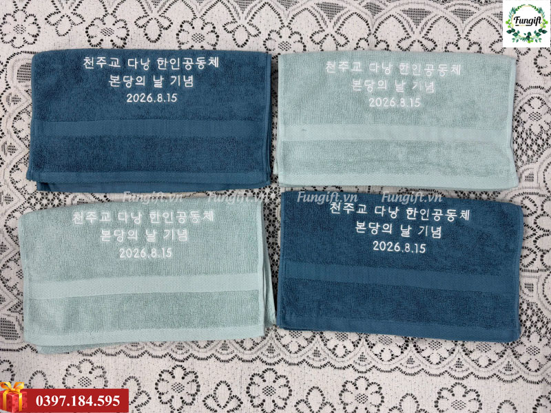 Mẫu khăn mặt thêu logo số lượng lớn
