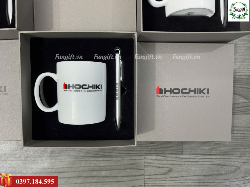 Set cốc sứ kèm bút in logo