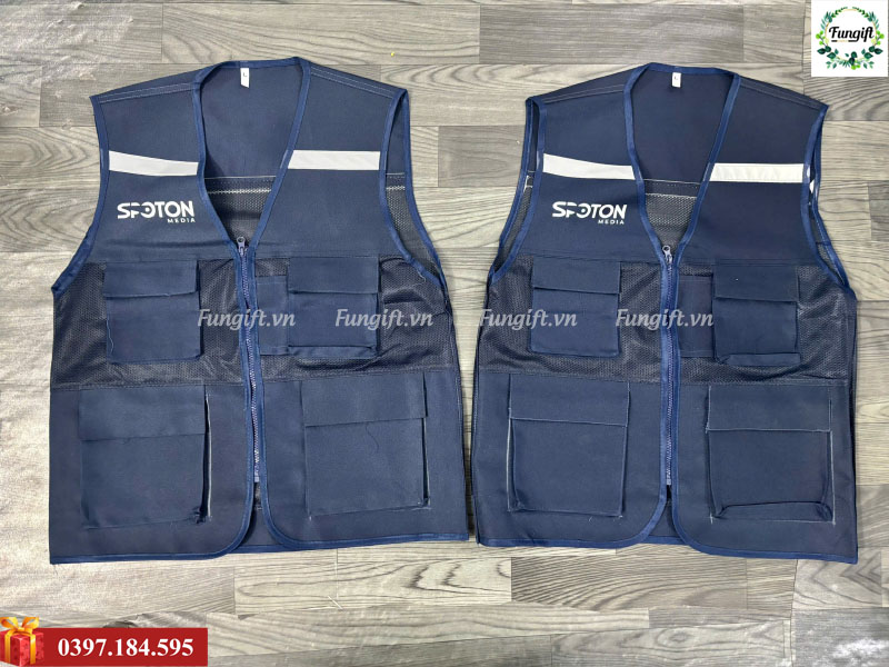 Áo gile bảo hộ lao động xanh than