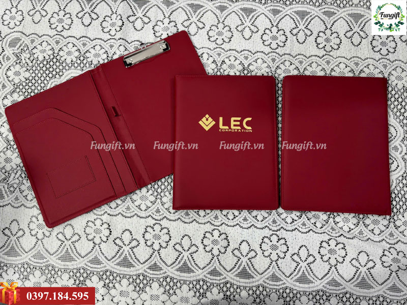Bìa da kẹp tài liệu in logo