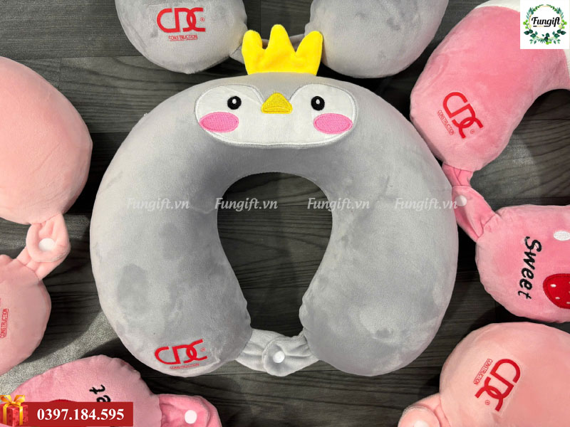 Gối chữ U du lịch cao su non in logo làm quà tặng