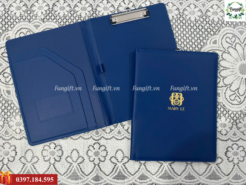 Kẹp trình ký bìa da in logo