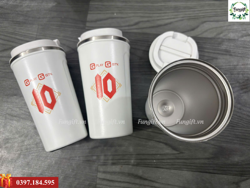 Ly giữ nhiệt màu trắng dung tích 510ml in logo theo yêu cầu