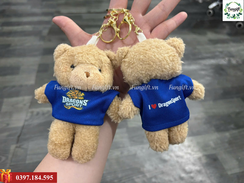 Móc khoá gấu bông teddy quà tặng in logo