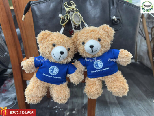 Móc khoá gấu bông teddy quà tặng in logo