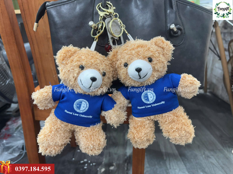 Móc khoá gấu bông teddy quà tặng in logo