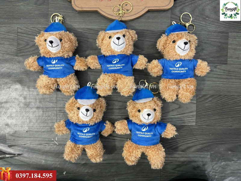 Móc khoá nhồi bông teddy in logo