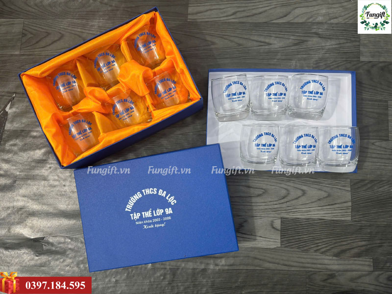 Đặt in bộ 6 cốc thủy tinh số lượng lớn