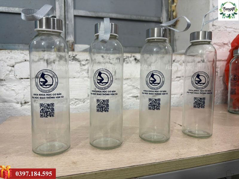 Bình thuỷ tinh 500ml in logo theo yêu cầu