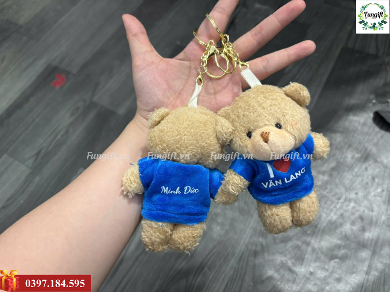 Móc khoá gấu bông quà tặng in logo