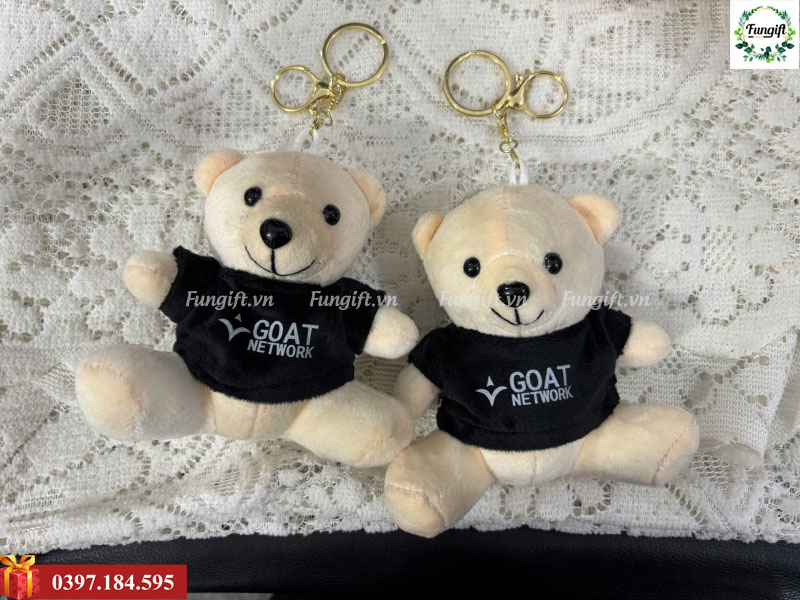 Móc khoá gấu bông teddy quà tặng in logo