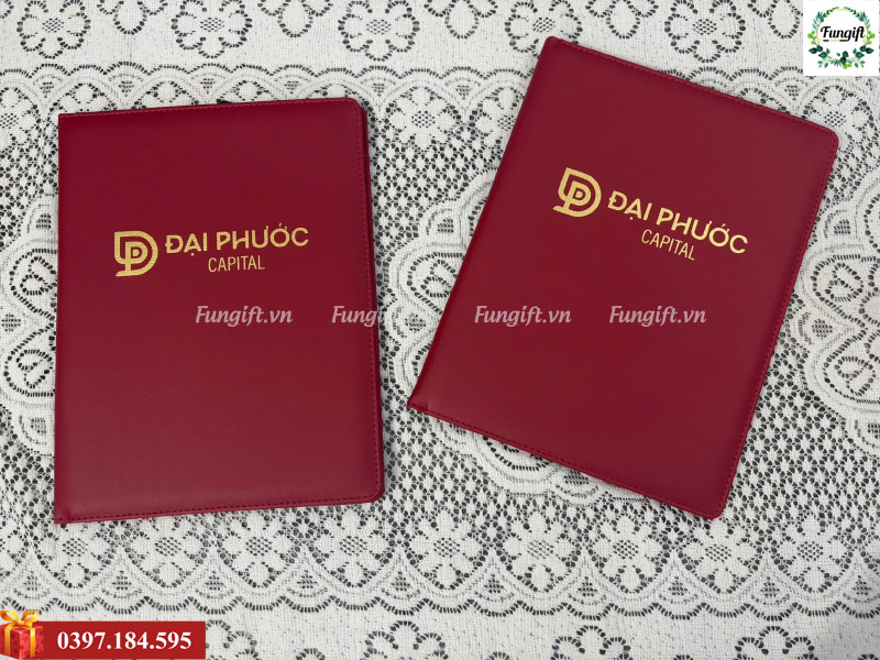 Gia công bìa trình ký da in logo doanh nghiệp