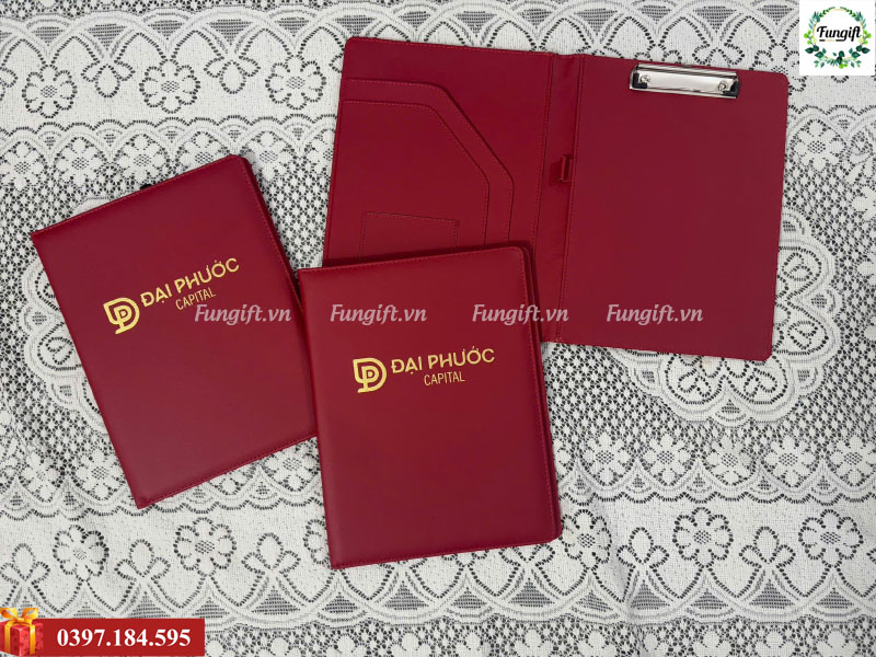 Kẹp trình ký da in logo làm quà tặng