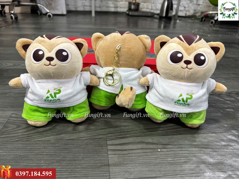 Móc khoá gấu bông in logo