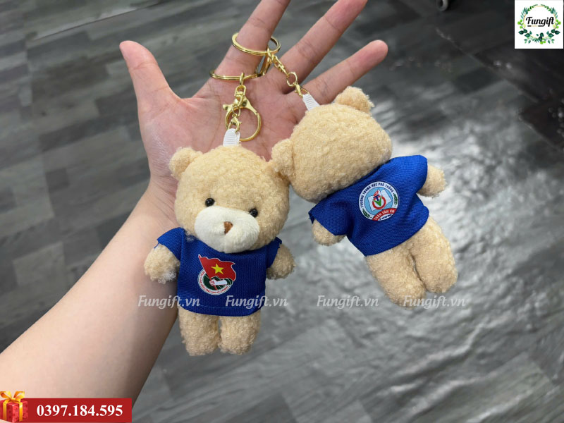 Móc khoá gấu bông in logo