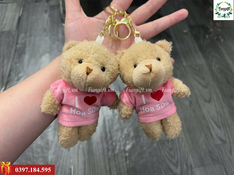 Móc khoá gấu bông teddy quà tặng in logo